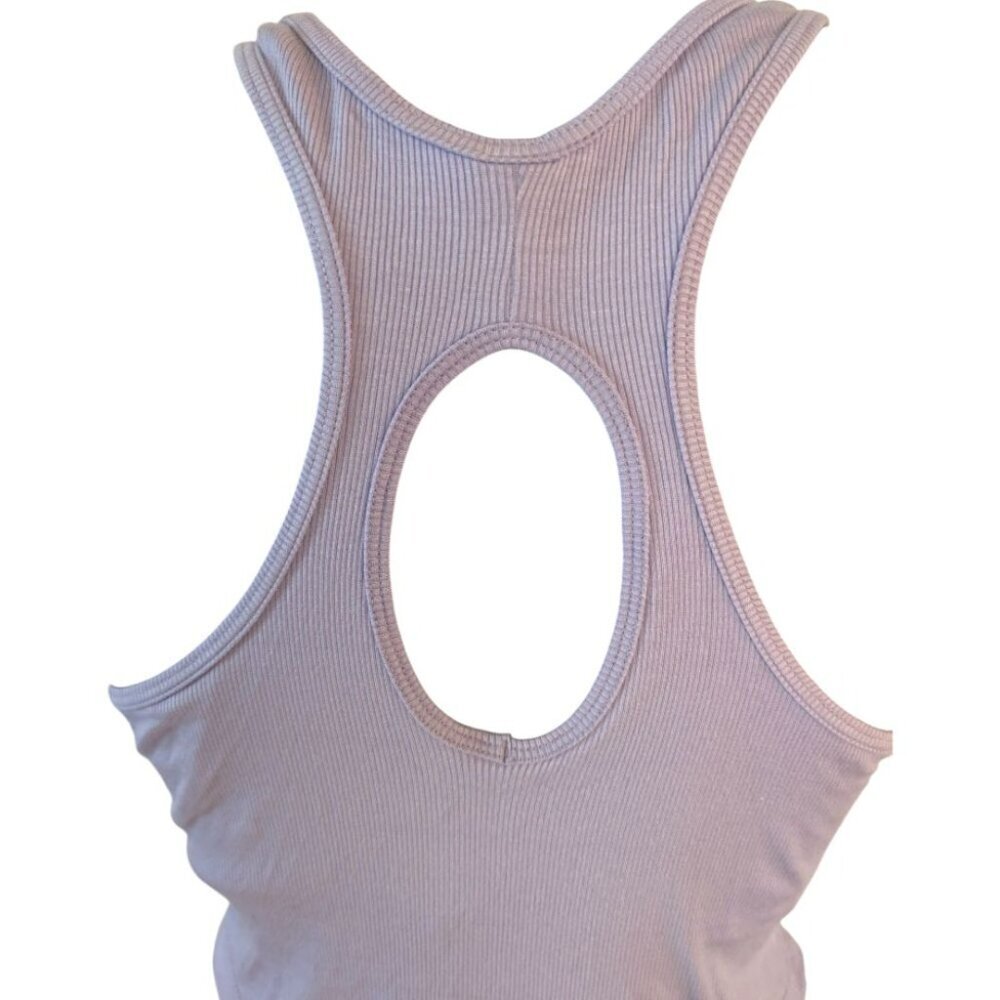 NWT Purple/Lilac All in Motion Ribbed Racerback Keyhole Crop Tank Top Medium - Picture 2 of 4